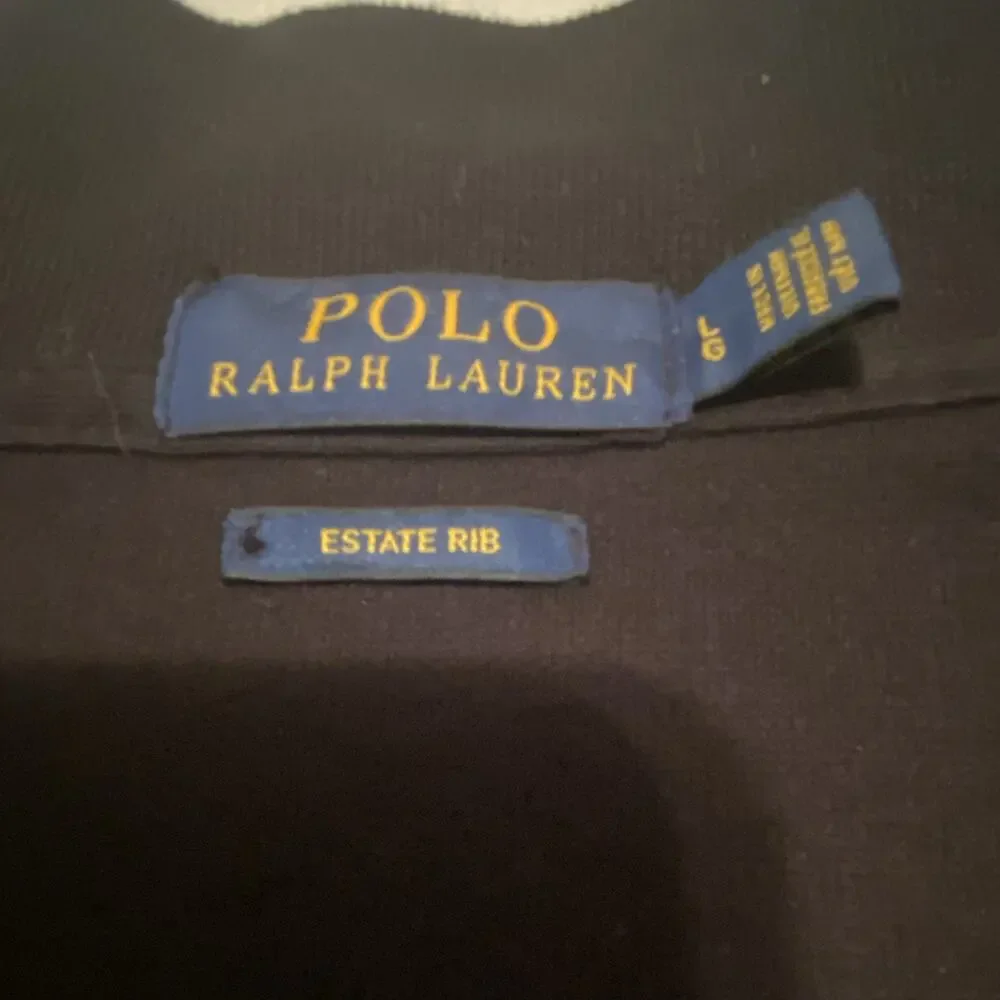 Polo Ralph Lauren Mens L Black 1/4 Zip Mock Neck Rib-Knit Logo Sweater